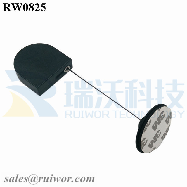 Massive Selection for Retractable Badge Lanyards -
 RW0825 D-shaped Retractable Tether Plus Dia 38mm Circular Adhesive Plastic Plate Connector – Ruiwor