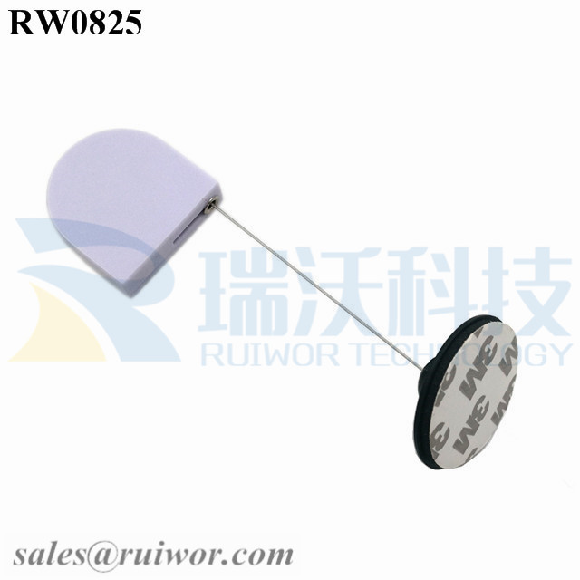 RW0825 D-shaped Retractable Tether Plus Dia 38mm Circular Adhesive Plastic Plate Connector