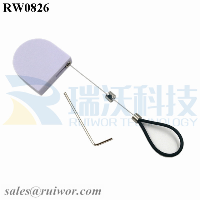 RW0826 D-shaped Small  Retractable Tether Plus Adjustable Stainless Steel Wire Loop Coated Silicone Hose
