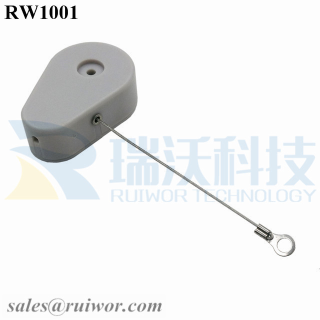 RW1001 Drop-shaped Retractable Security Tether with Ring Terminal Inner Hole 3mm 4mm 5mm for Option