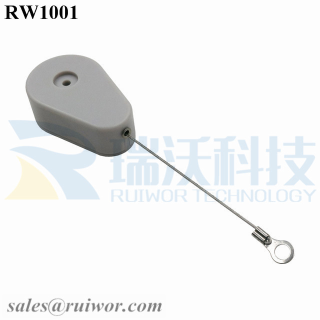 RW1001 Drop-shaped Retractable Security Tether with Ring Terminal Inner Hole 3mm 4mm 5mm for Option