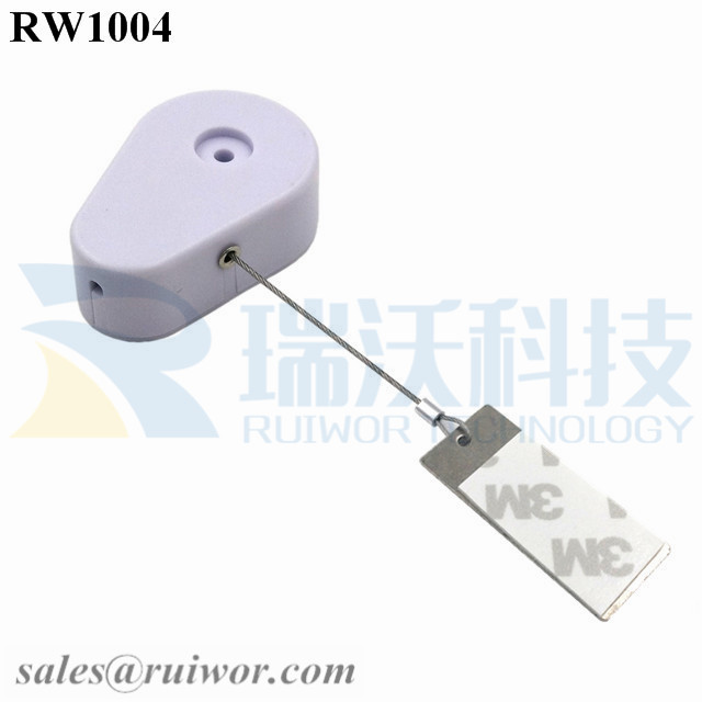 RW1004 Drop-shaped Retractable Security Tether Plus 45X19mm Rectangular Sticky metal Plate