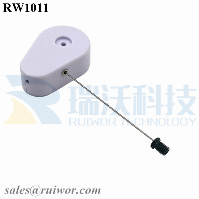 RW1011 Drop-shaped Retractable Security Tether Plus M6x8MM /M8x8MM or Customized Flat Head Screw Cable End