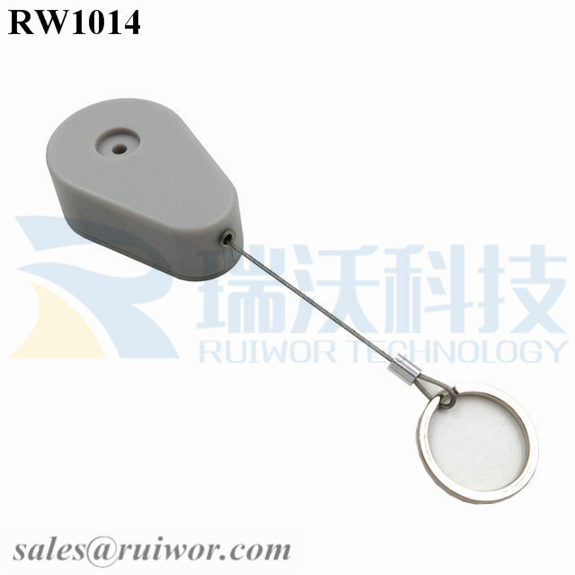 RW1014 Drop-shaped Retractable Security Tether Plus with Demountable Key Ring for Retail Store Anti Theft Display