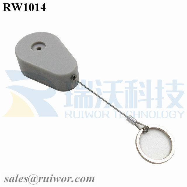 RW1014 Retractable Security Tether Gray Exit B With Demountable Key Ring