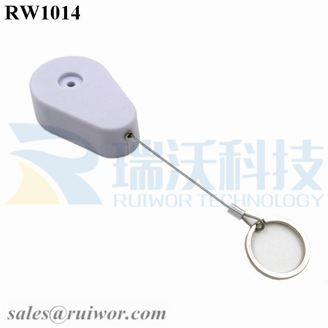 RW1014 Drop-shaped Retractable Security Tether Plus with Demountable Key Ring for Retail Store Anti Theft Display