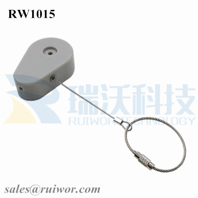 RW1015 Drop-shaped Retractable Security Tether Plus Size Customizable Wire Rope Ring Catch