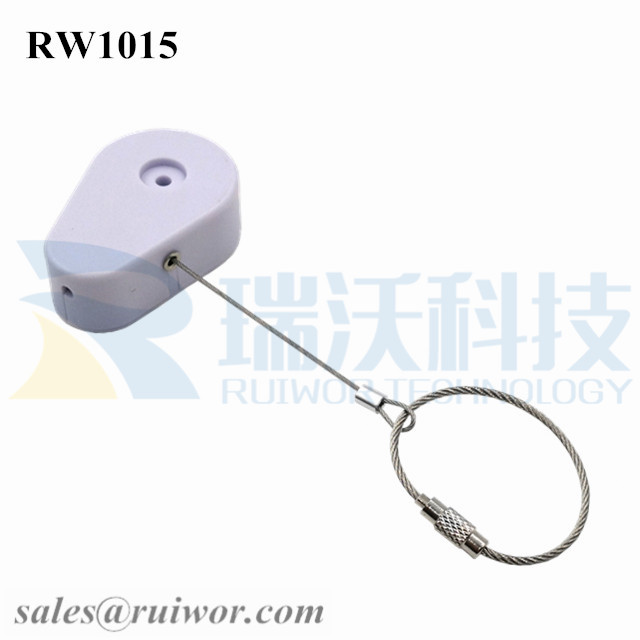 RW1015 Drop-shaped Retractable Security Tether Plus Size Customizable Wire Rope Ring Catch