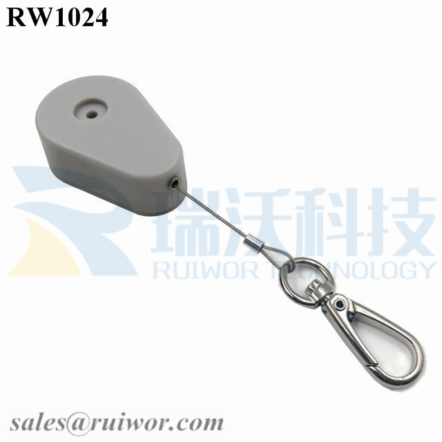 RW1024 Drop-shaped Retractable Security Tether Plus Key Hook as Tidy Positioned Tool Security Tether