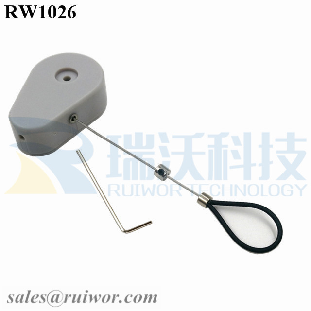 RW1026 Drop-shaped Retractable Security Tether Plus Adjustable Stainless Steel Wire Loop Coated Silicone Hose