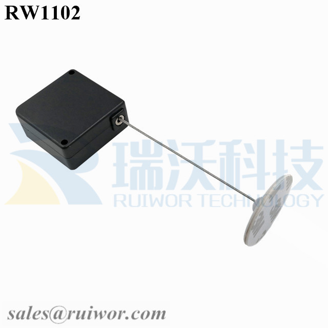 RW1102-Retail-Security-Tether-Black-Box-With-Diameter-30mm-Circular-Adhesive-ABS-Plate