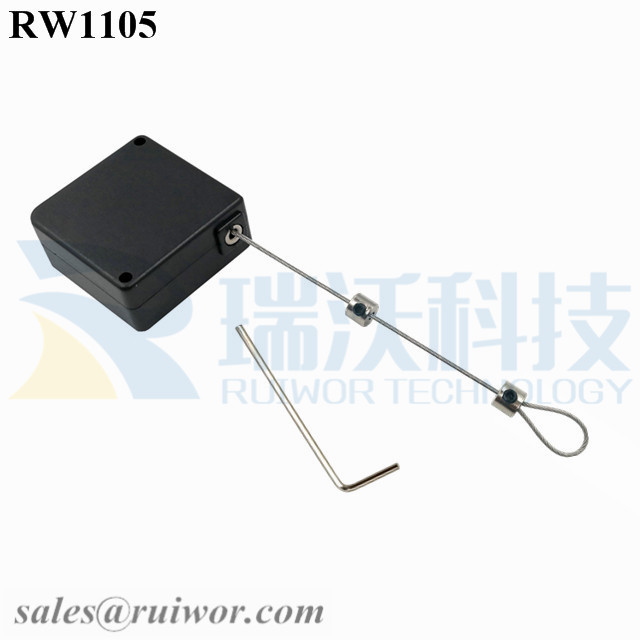 RW1105 Square Retail Security Tether Plus Adjustalbe Lasso Loop by Small Lock and Allen Key for Jewelry Security Display