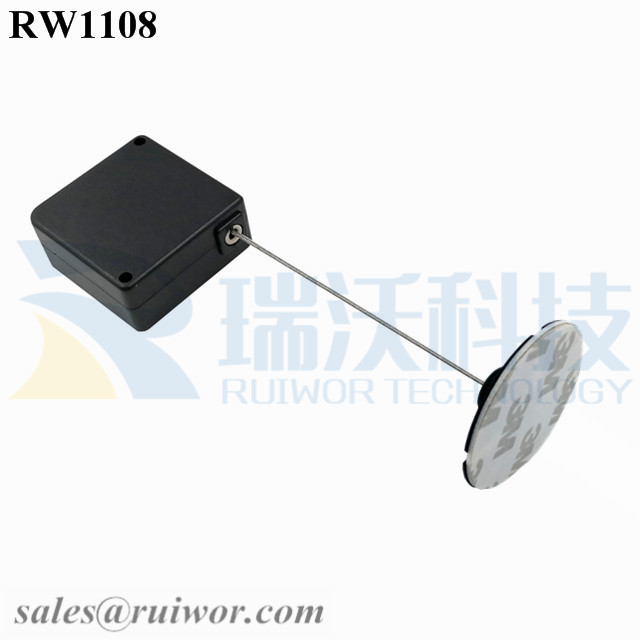 RW1108-Retail-Security-Tether-Black-Box-With-Diameter-38mm-Circular-Sticky-Flexible-ABS-Plate