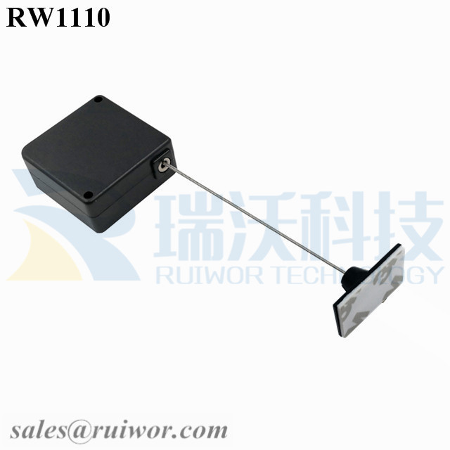 RW1110-Retail-Security-Tether-Black-Box-With-25X15mm-Rectangular-Adhesive-ABS-Plate
