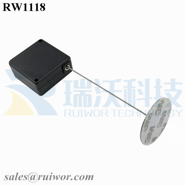 RW1118-Retail-Security-Tether-Black-Box-With-Diameter-38mm-Circular-Sticky-Metal-Plate