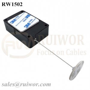 RW1502 Cuboid Multifunctional Retractable Cable with Dia 30mm Circular Adhesive ABS Plate for Store Security Product Position