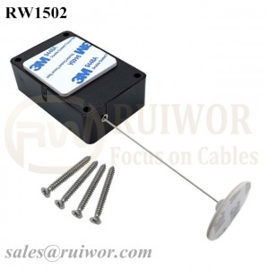 RW1502 Cuboid Multifunctional Retractable Cable with Dia 30mm Circular Adhesive ABS Plate for Store Security Product Position