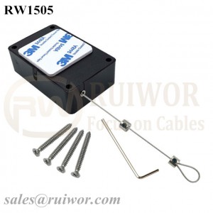 RW1505 Cuboid Multifunctional Retractable Cable with Adjustalbe Lasso Loop End by small Lock and Allen Key