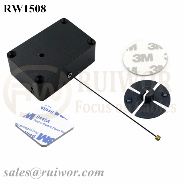 High Quality Retail Display Security Tether -
 RW1508 Cuboid Multifunctional Retractable Cable with Dia 38mm Circular Sticky Flexible ABS Plate Used in Radian Surface Products – Ruiwor