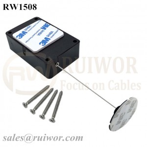 RW1508 Cuboid Multifunctional Retractable Cable with Dia 38mm Circular Sticky Flexible ABS Plate Used in Radian Surface Products