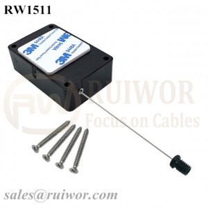 RW1511 Cuboid Multifunctional Retractable Cable with M6x8MM or M8x8MM or Customized Flat Head Screw Cable End Used for Product Positioning