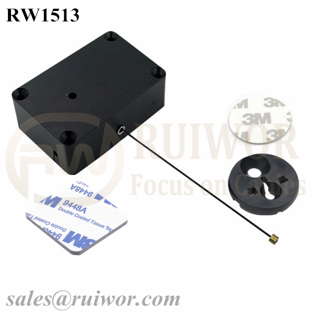 RW1513 Cuboid Multifunctional Retractable Cable with Dia 30MMx5.5MM Circular Adhesive ABS Block