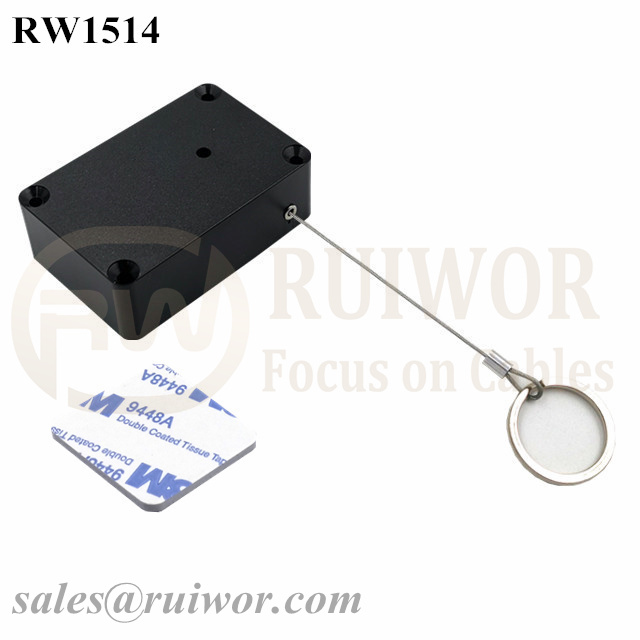 RW1514 Cuboid Multifunctional Retractable Cable with Demountable Key Ring for Retail Product Positioning Featured Image