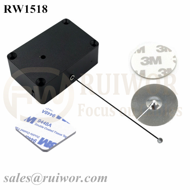 RW1518 Cuboid Multifunctional Retractable Cable with Dia 38mm Circular Sticky metal Plate Factory Wholesale Security Solution