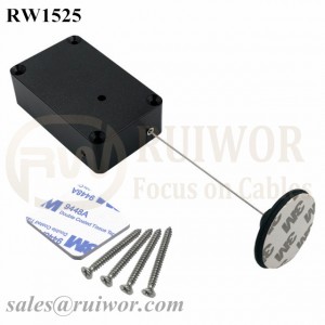 RW1525 Cuboid Multifunctional Retractable Cable with Dia 38mm Circular Adhesive Plastic Plate Connector