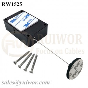 RW1525 Cuboid Multifunctional Retractable Cable with Dia 38mm Circular Adhesive Plastic Plate Connector