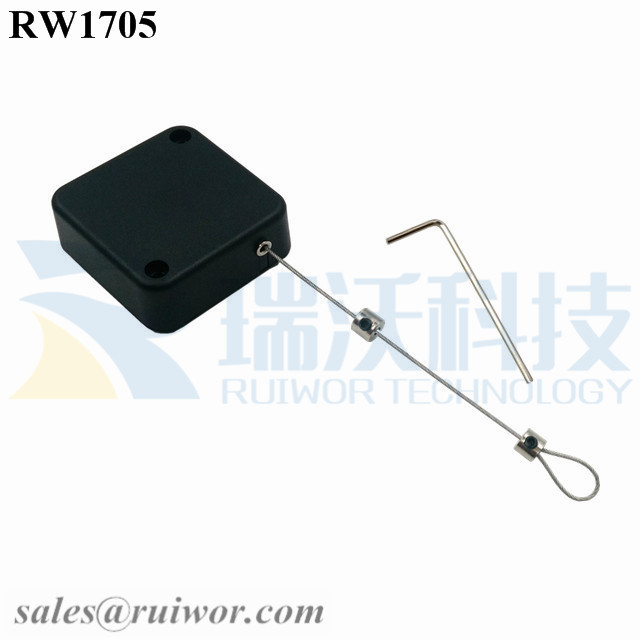 RW1705-Retractable-Cable-Reel-Black-Box-With-Adjustalbe-Lasso-Loop-End-by-Small-Lock-and-Allen-Key