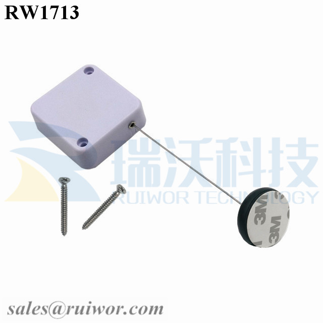 RW1713 Square Security Tether Plus Dia 30MMx5.5MM Circular Adhesive ABS Block