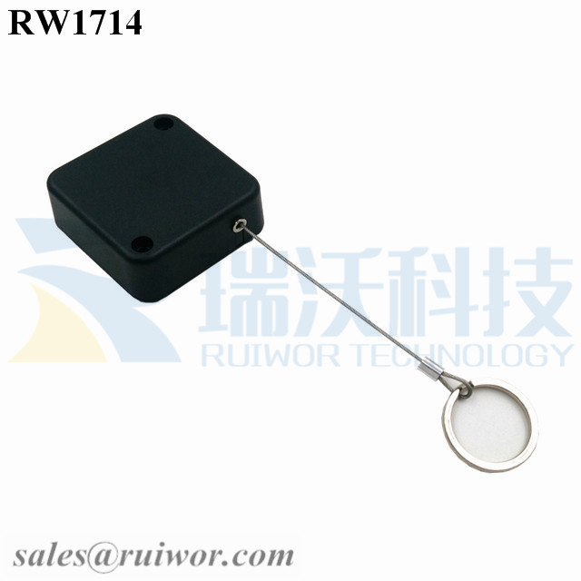 Short Lead Time for Retractable Keyring -
 RW1714 Square Security Tether Plus with Demountable Key Ring – Ruiwor