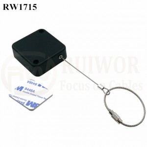RW1715 Square Security Tether Plus Size Customizable Wire Rope Ring Catch