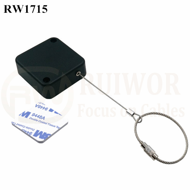 RW1715 Square Security Tether Plus Size Customizable Wire Rope Ring Catch