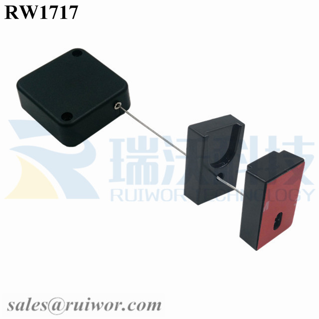 RW1717-Retractable-Cable-Reel-Black-Box-With-Rectangle-Magnetic-Clasps-Holder-End