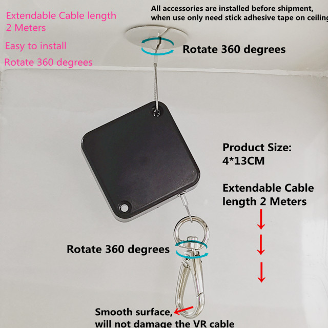 Europe style for Retractable Coil Cable - RUIWOR RW1724 VR Cable Management System rotate 360 degrees retractable cable length 2 meters – Ruiwor
