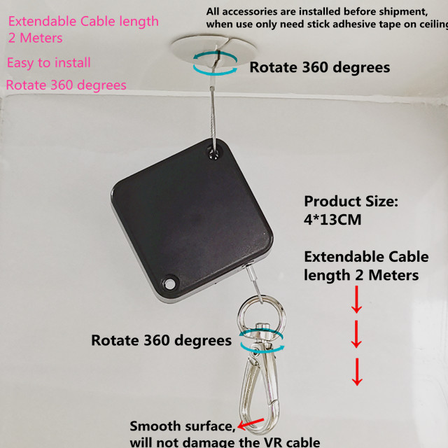 Manufactur standard Retractable Id Clip -
 RUIWOR RW1724 VR Cable Management System rotate 360 degrees retractable cable length 2 meters – Ruiwor