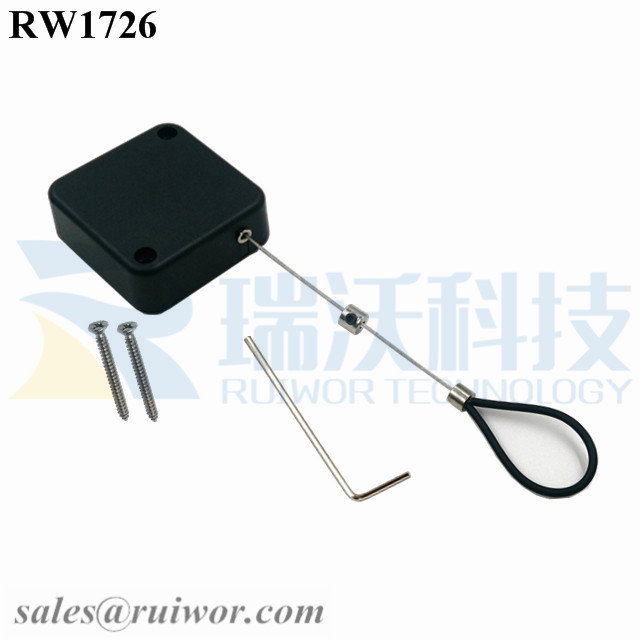 RW1726 Square Security Tether Plus Adjustable Stainless Steel Wire Loop Coated Silicone Hose