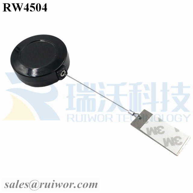 Good Wholesale Vendors Anti Theft Cable -
 RW4504 Round Display Pull Box Plus 45X19mm Rectangular Sticky metal Plate – Ruiwor