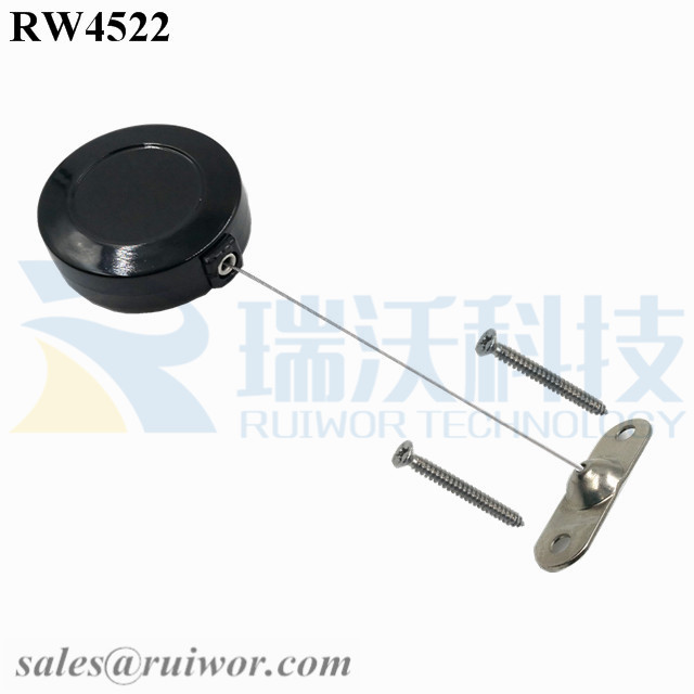 Factory wholesale Retractable Key Fob Holder - RW4522 Round Display Pull Box Plus 10x31MM Two Screw Perforated Oval Metal Plate Connector Installed by Screw – Ruiwor