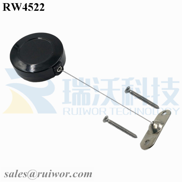 High Performance Display Security Recoiler -
 RW4522 Round Display Pull Box Plus 10x31MM Two Screw Perforated Oval Metal Plate Connector Installed by Screw – Ruiwor