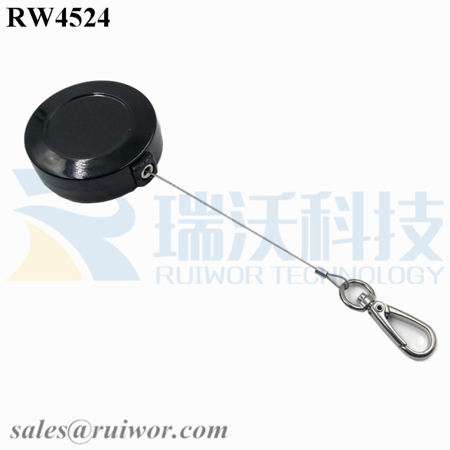 Factory directly Retractable Steel Cable - RW4524 Round Small Display Pull Box Plus Key Hook – Ruiwor
