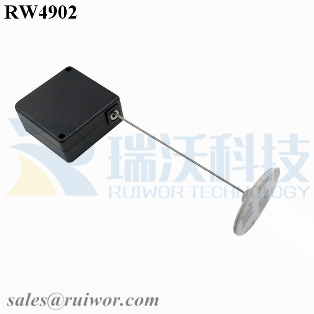 RW4902-Retractable-Cable-Black-Box-With-Diameter-30mm-Circular-Adhesive-ABS-Plate