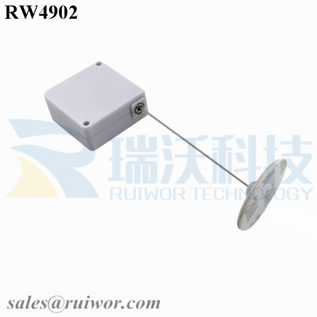 RW4902 Square Ratcheting Retractable Tether Plus Ratchet Function Plus Dia 30mm Circular Adhesive ABS Plate