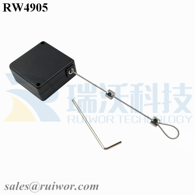 RW4905-Retractable-Cable-Black-Box-With-Adjustalbe-Lasso-Loop-End-by-Small-Lock-and-Allen-Key