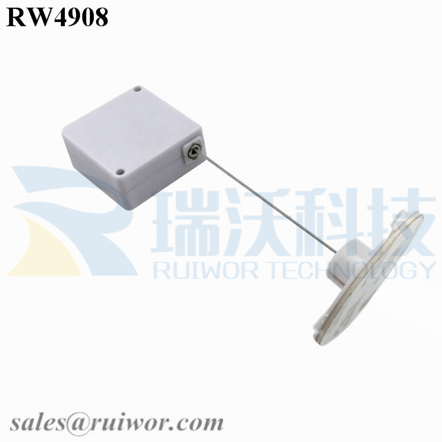 RW4908 Square Ratcheting Retractable Tether Plus Stop Function Dia 38mm Circular Sticky Flexible ABS Plate