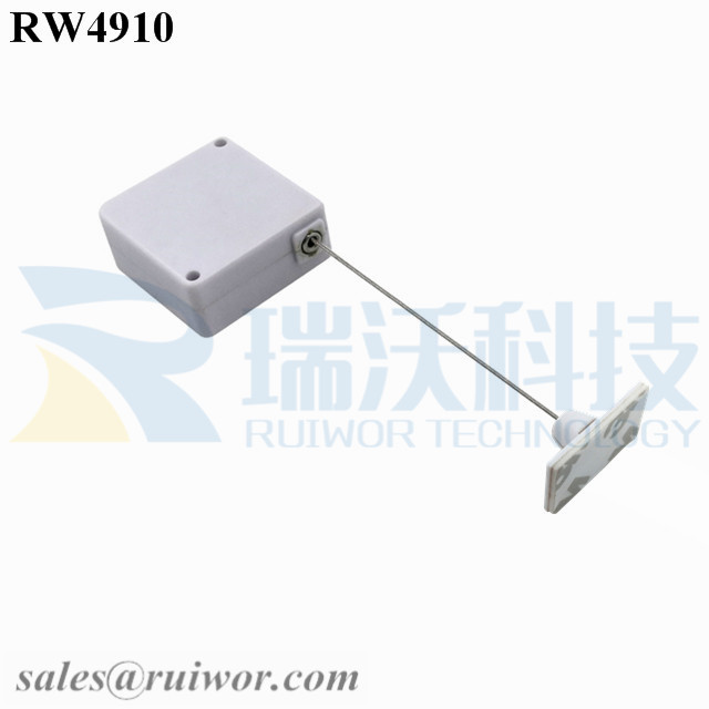 RW4910 Square Ratcheting Retractable Tether Plus Ratchet Function Plus 25X15mm Rectangular Adhesive ABS Plate