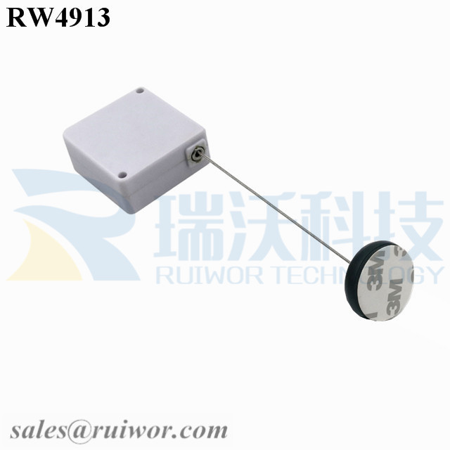 RW4913 Square Ratcheting Retractable Tether Plus Pause Function Plus Dia 30MMx5.5MM Circular Adhesive ABS Block