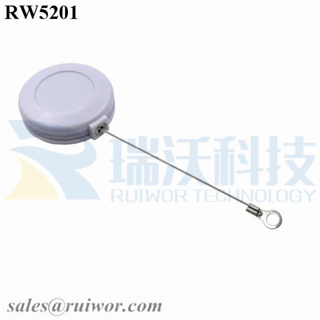 RW5201 Round Anti Theft Retractor with Ring Terminal Inner Hole 3mm 4mm 5mm for Option